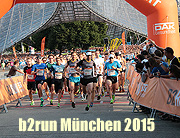B2RUN München 2015 - Münchner Firmenlauf mit Zieleinlauf im Olympiastadion am 16. Juli 2015. Video und Fotos vom Start